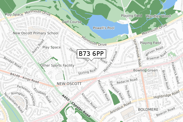 B73 6PP map - small scale - OS Open Zoomstack (Ordnance Survey)