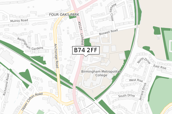 B74 2FF map - large scale - OS Open Zoomstack (Ordnance Survey)