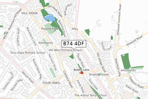 B74 4DF map - small scale - OS Open Zoomstack (Ordnance Survey)