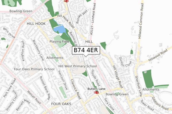 B74 4ER map - small scale - OS Open Zoomstack (Ordnance Survey)