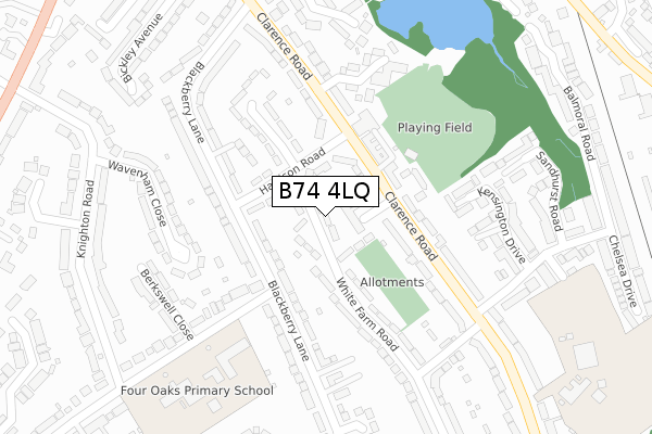 B74 4LQ map - large scale - OS Open Zoomstack (Ordnance Survey)