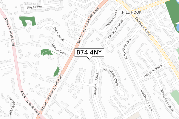 B74 4NY map - large scale - OS Open Zoomstack (Ordnance Survey)