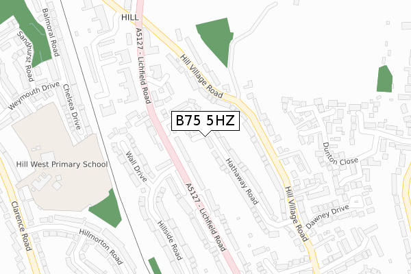 B75 5HZ map - large scale - OS Open Zoomstack (Ordnance Survey)