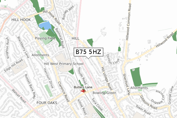 B75 5HZ map - small scale - OS Open Zoomstack (Ordnance Survey)