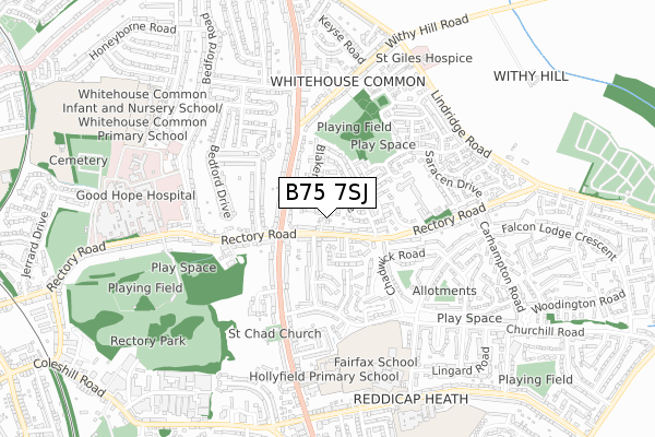 B75 7SJ map - small scale - OS Open Zoomstack (Ordnance Survey)