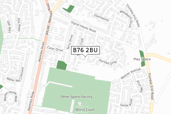 B76 2BU map - large scale - OS Open Zoomstack (Ordnance Survey)