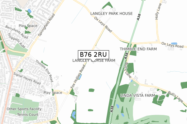 B76 2RU map - small scale - OS Open Zoomstack (Ordnance Survey)