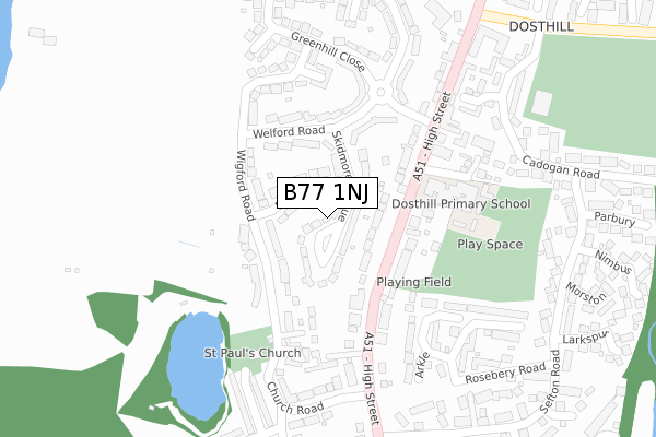 B77 1NJ map - large scale - OS Open Zoomstack (Ordnance Survey)