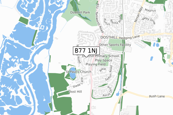 B77 1NJ map - small scale - OS Open Zoomstack (Ordnance Survey)