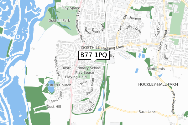 B77 1PQ map - small scale - OS Open Zoomstack (Ordnance Survey)