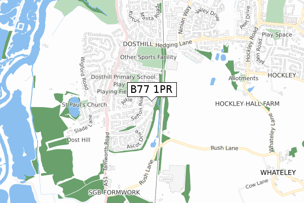 B77 1PR map - small scale - OS Open Zoomstack (Ordnance Survey)