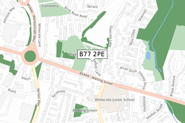 B77 2PE map - large scale - OS Open Zoomstack (Ordnance Survey)