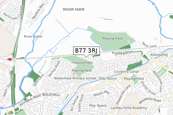 B77 3RJ map - small scale - OS Open Zoomstack (Ordnance Survey)