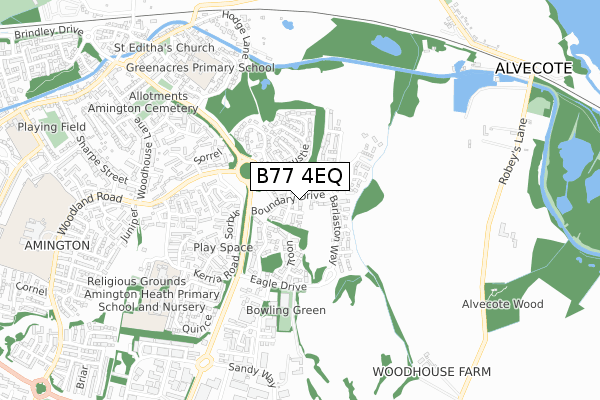 B77 4EQ map - small scale - OS Open Zoomstack (Ordnance Survey)