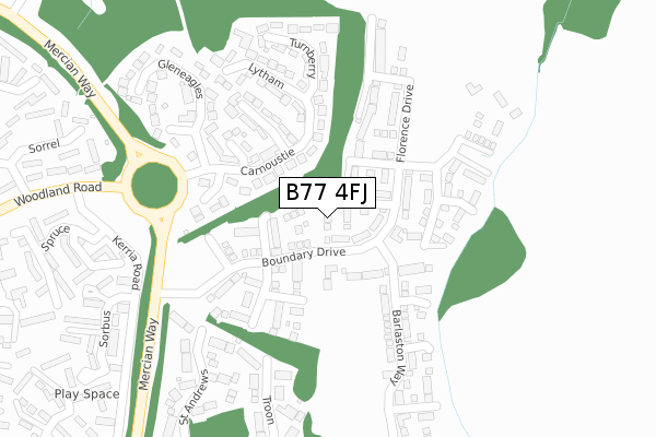 B77 4FJ map - large scale - OS Open Zoomstack (Ordnance Survey)