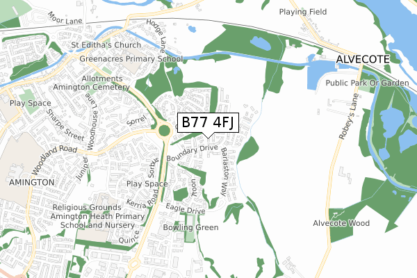 B77 4FJ map - small scale - OS Open Zoomstack (Ordnance Survey)