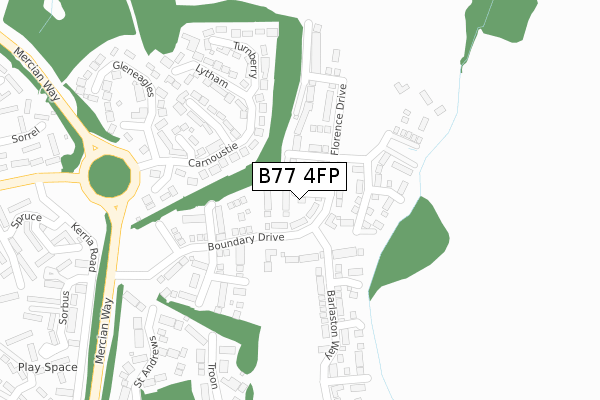 B77 4FP map - large scale - OS Open Zoomstack (Ordnance Survey)