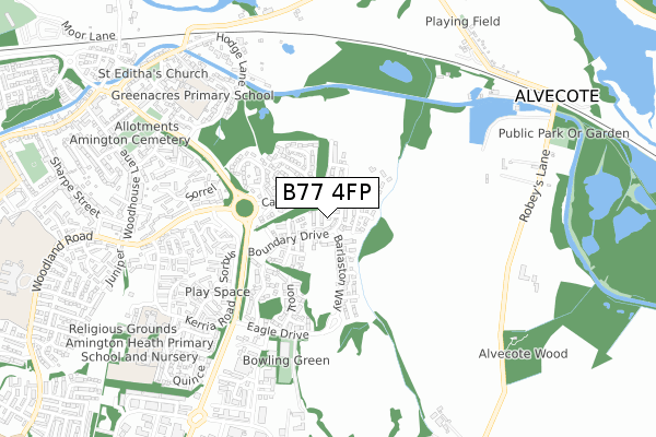 B77 4FP map - small scale - OS Open Zoomstack (Ordnance Survey)