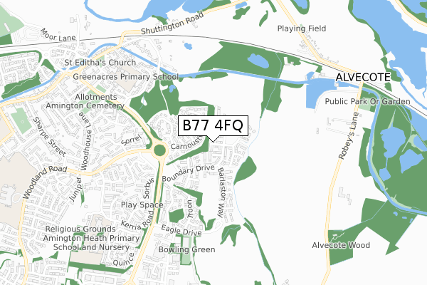 B77 4FQ map - small scale - OS Open Zoomstack (Ordnance Survey)