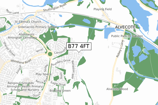 B77 4FT map - small scale - OS Open Zoomstack (Ordnance Survey)