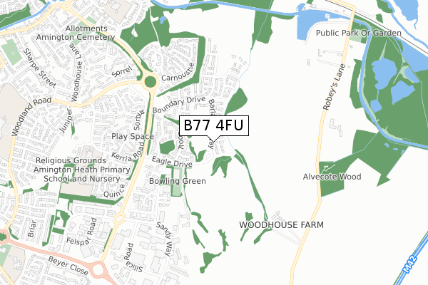 B77 4FU map - small scale - OS Open Zoomstack (Ordnance Survey)