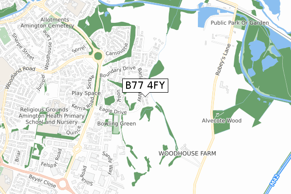 B77 4FY map - small scale - OS Open Zoomstack (Ordnance Survey)