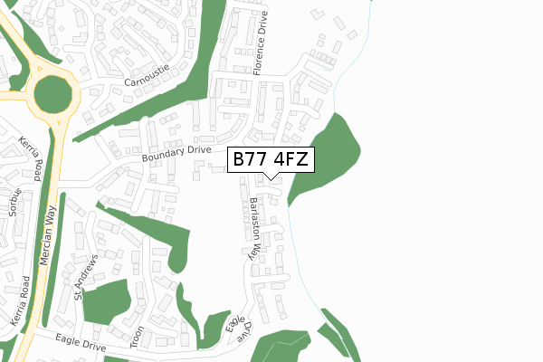 B77 4FZ map - large scale - OS Open Zoomstack (Ordnance Survey)