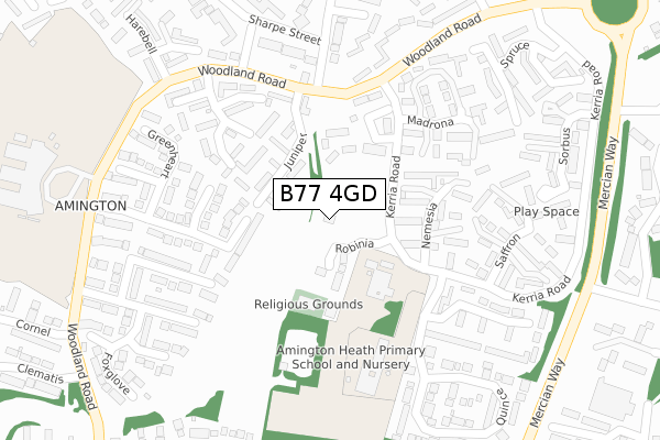 B77 4GD map - large scale - OS Open Zoomstack (Ordnance Survey)