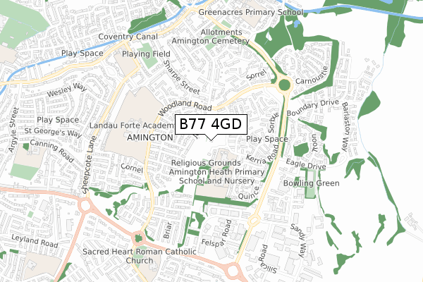 B77 4GD map - small scale - OS Open Zoomstack (Ordnance Survey)