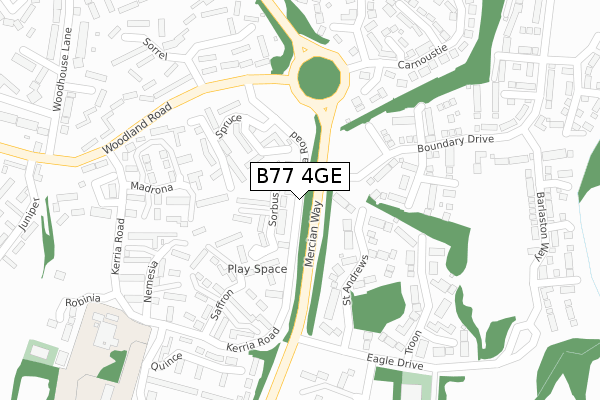 B77 4GE map - large scale - OS Open Zoomstack (Ordnance Survey)