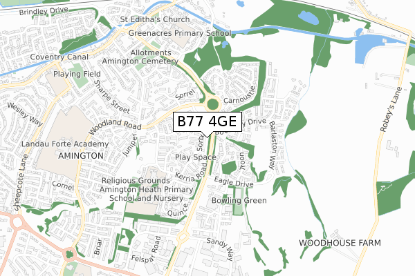 B77 4GE map - small scale - OS Open Zoomstack (Ordnance Survey)