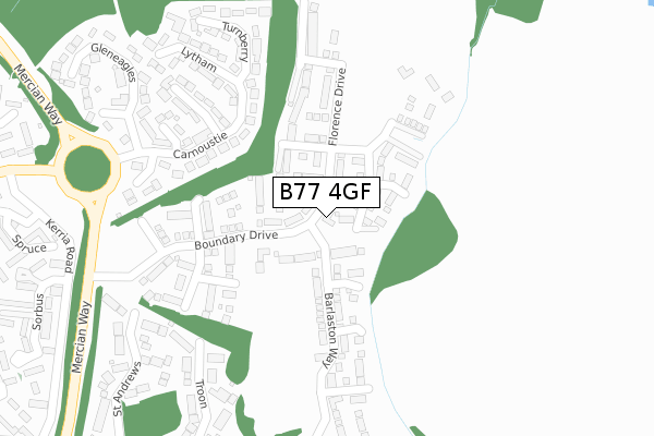 B77 4GF map - large scale - OS Open Zoomstack (Ordnance Survey)