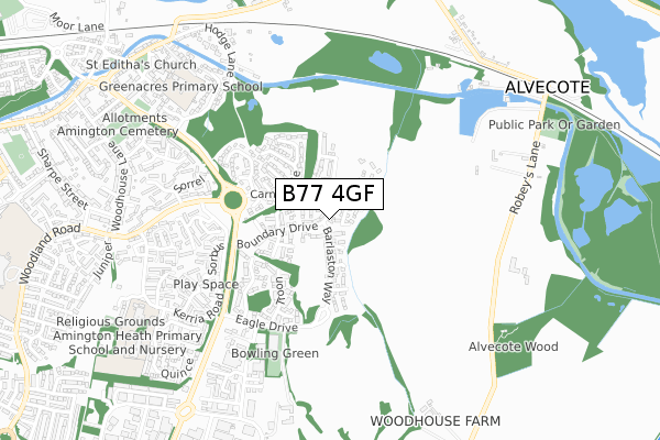 B77 4GF map - small scale - OS Open Zoomstack (Ordnance Survey)