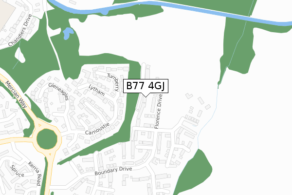 B77 4GJ map - large scale - OS Open Zoomstack (Ordnance Survey)