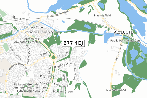 B77 4GJ map - small scale - OS Open Zoomstack (Ordnance Survey)