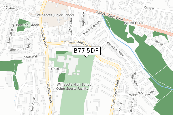 B77 5DP map - large scale - OS Open Zoomstack (Ordnance Survey)