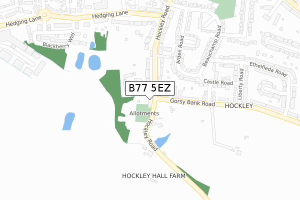 B77 5EZ map - large scale - OS Open Zoomstack (Ordnance Survey)