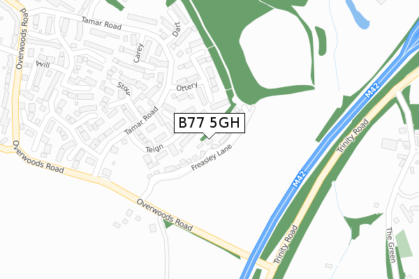 B77 5GH map - large scale - OS Open Zoomstack (Ordnance Survey)