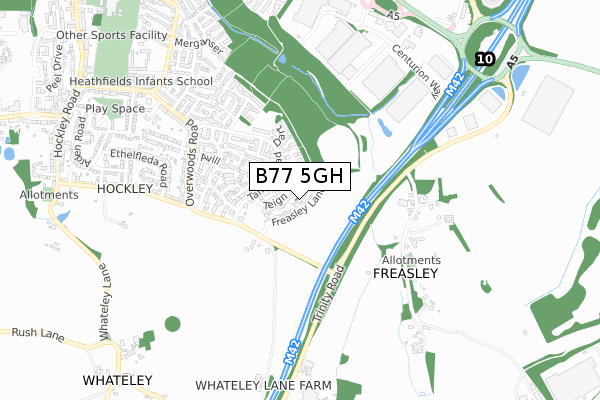 B77 5GH map - small scale - OS Open Zoomstack (Ordnance Survey)