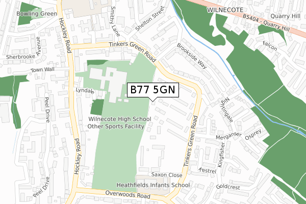 B77 5GN map - large scale - OS Open Zoomstack (Ordnance Survey)