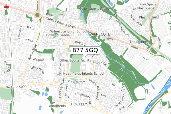 B77 5GQ map - small scale - OS Open Zoomstack (Ordnance Survey)