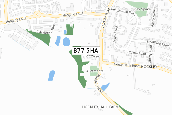 B77 5HA map - large scale - OS Open Zoomstack (Ordnance Survey)