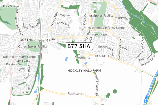 B77 5HA map - small scale - OS Open Zoomstack (Ordnance Survey)