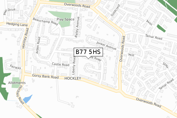 B77 5HS map - large scale - OS Open Zoomstack (Ordnance Survey)