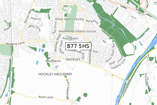 B77 5HS map - small scale - OS Open Zoomstack (Ordnance Survey)