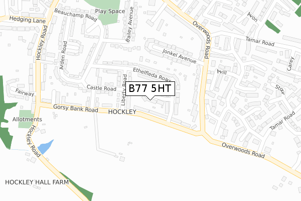 B77 5HT map - large scale - OS Open Zoomstack (Ordnance Survey)