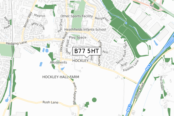 B77 5HT map - small scale - OS Open Zoomstack (Ordnance Survey)