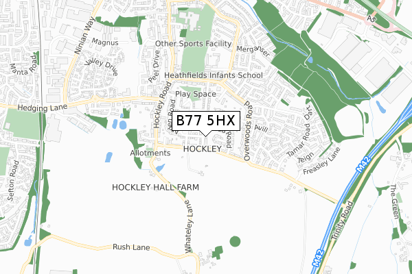 B77 5HX map - small scale - OS Open Zoomstack (Ordnance Survey)