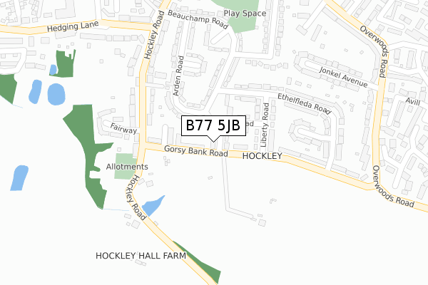 B77 5JB map - large scale - OS Open Zoomstack (Ordnance Survey)