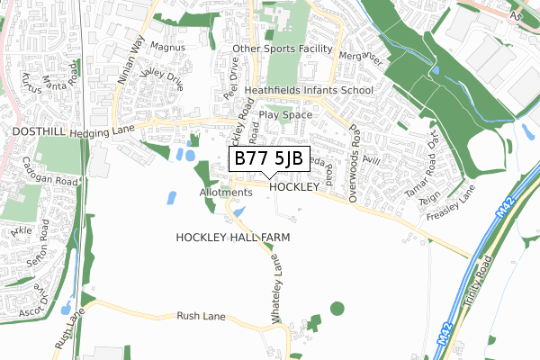 B77 5JB map - small scale - OS Open Zoomstack (Ordnance Survey)